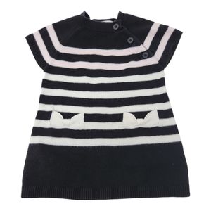 Knit Dress Size 6-9 Months Navy w/ White & Pink Stripes Maggie & Zoe